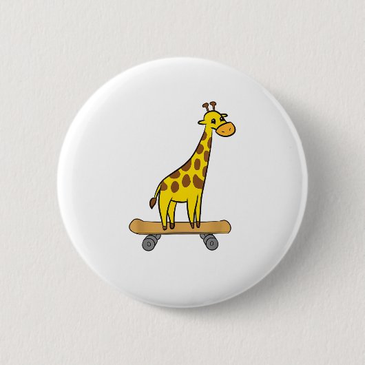 Grappig Giraffe Lover Giraffe Skateboard Ronde Button 5,7 Cm (Voorkant)
