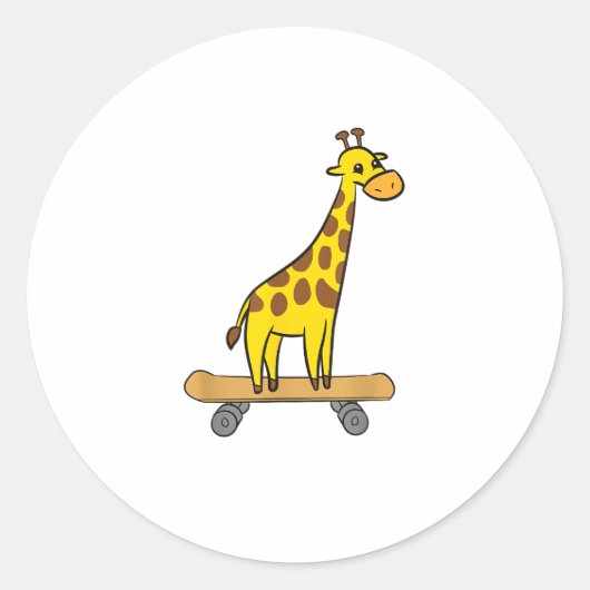 Grappig Giraffe Lover Giraffe Skateboard Ronde Sticker (Voorkant)