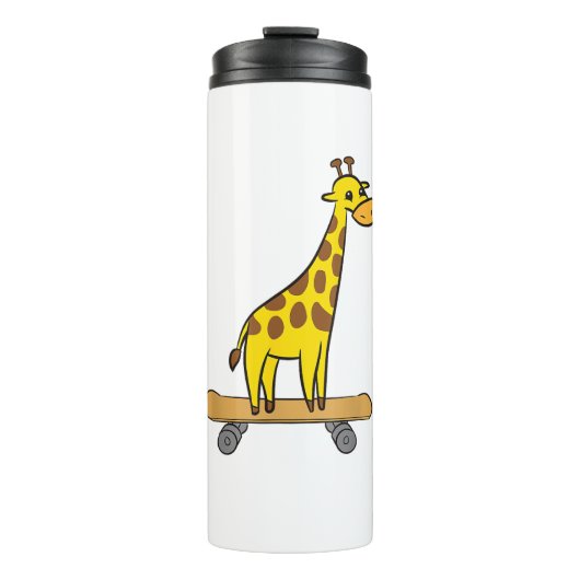 Grappig Giraffe Lover Giraffe Skateboard Thermosbeker (Voorkant)