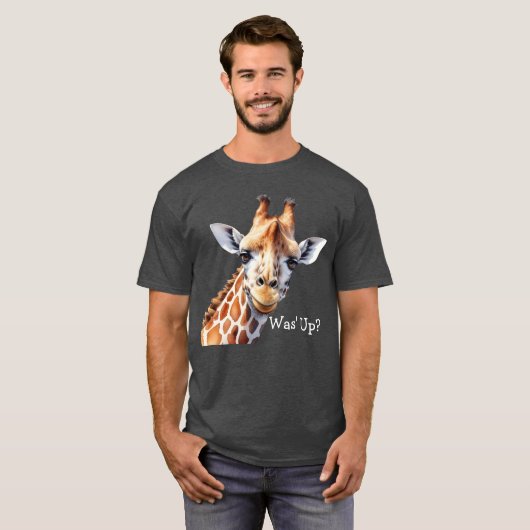 Grappig Giraffe Lover's T-shirt, Was' Up? T-shirt (Voorkant volledig)