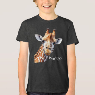Grappig Giraffe Lover's T-shirt, Was' Up? Tri-Blend Shirt