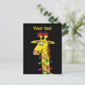 Grappig Giraffe met lichtflitskerst Feestdagenkaart (Staand voorkant)