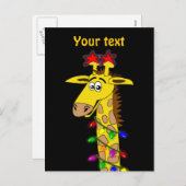 Grappig Giraffe met lichtflitskerst Feestdagenkaart (Voorkant / Achterkant)