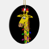 Grappig Giraffe met lichtflitskerst Keramisch Ornament (Rechts)