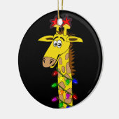 Grappig Giraffe met lichtflitskerst Keramisch Ornament (Links)