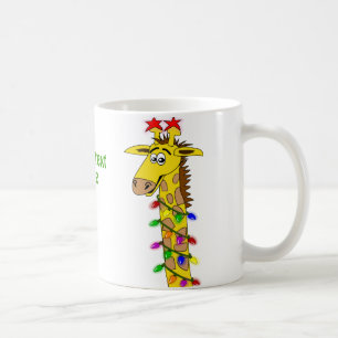 Grappig Giraffe met lichtflitskerst Koffiemok