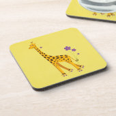 Grappig Giraffe Roller Schaatsen Geel Meisje Bier Onderzetter (Linkerzijde)
