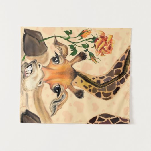 Grappig Giraffe Tapestry Wandkleed (Voorkant (horizontaal))