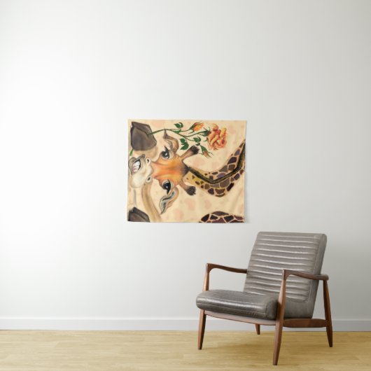 Grappig Giraffe Tapestry Wandkleed (In Situ (horizontaal))