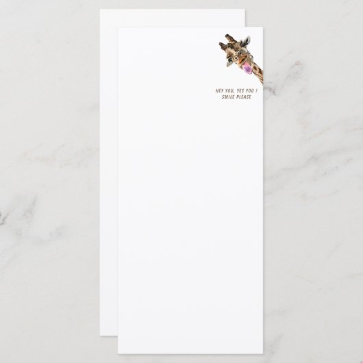 Grappig Giraffe Tongue Out Play Menu Smile (Voorkant / Achterkant)