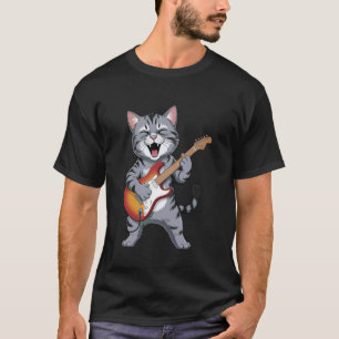 Grappig gitaar kat ontwerp voor muzikanten en dier t-shirt
