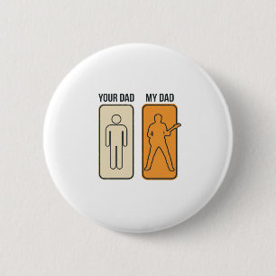 Grappig Gitaar Vader Vintage Gravure Shirt Ontwerp Ronde Button 5,7 Cm
