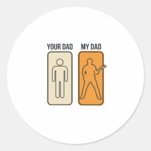 Grappig Gitaar Vader Vintage Gravure Shirt Ontwerp Ronde Sticker