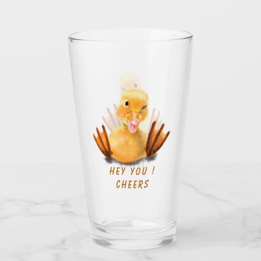 Grappig glas-cadeau met vrolijke eend - Proost Glas (Voorkant)