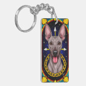 Grappig Glas in lood met een sterrenachtergrond Sleutelhanger (Voorkant Links)