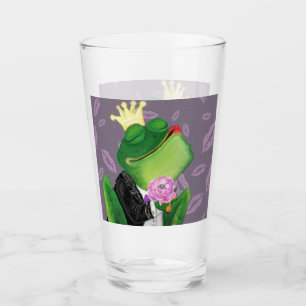 Grappig Glas met Kikker Prins - Kus