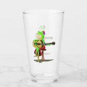 Grappig glas met kikker spelen gitaar (Achterkant)
