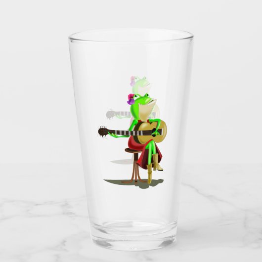 Grappig glas met kikker spelen gitaar (Voorkant)