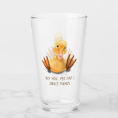 Grappig glas met speelse gele eend - Smile (Achterkant)