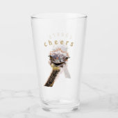Grappig glas met speelse struisvogel - Proost (Voorkant)