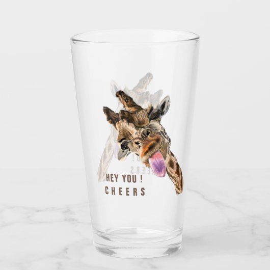 Grappig Glas Speelse Giraffe Proost - Aangepaste T (Voorkant)
