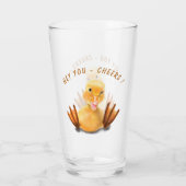 Grappig glazen cadeau met Happy Duck - Proost (Achterkant)