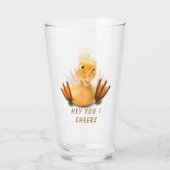 Grappig glazen cadeau met Happy Playful Duck - Pro (Achterkant)