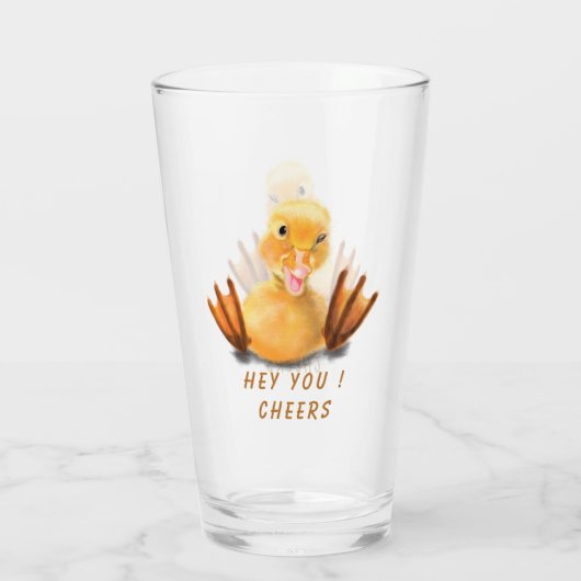 Grappig glazen cadeau met Happy Playful Duck - Pro (Achterkant)