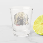 Grappig glazen shotglas met Pug-hond (Achterkant)