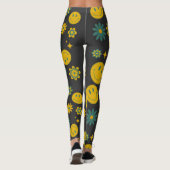 Grappig glimlach gezicht en groovy bloemen leggings (Achterkant)