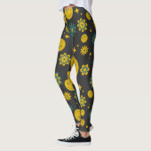 Grappig glimlach gezicht en groovy bloemen leggings (Links)