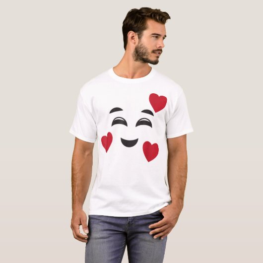 Grappig glimlachen van Emojis Hearts Halloween Lov T-shirt (Voorkant volledig)