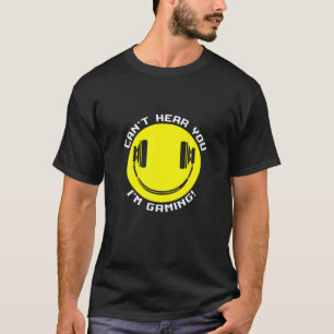 Grappig glimlachend gamer hoofdtelefoon kan je nie t-shirt