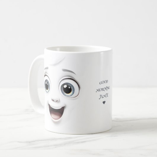 Grappig Glimlachend Gezicht Schattigee Aangepaste  Koffiemok (Voorkant links)