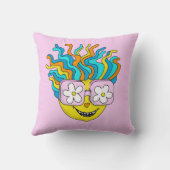 Grappig Glimlachend Karakter Met Roze Brillen Kleu Kussen (Achterkant)