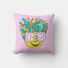 Grappig Glimlachend Karakter Met Roze Brillen Kleu Kussen