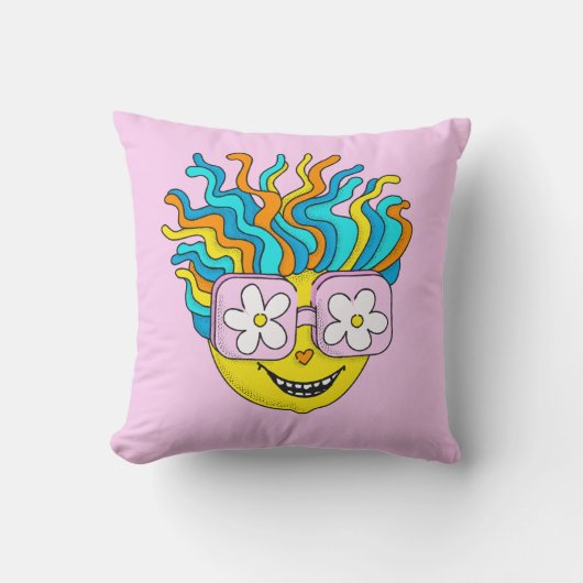 Grappig Glimlachend Karakter Met Roze Brillen Kleu Kussen (Voorkant)