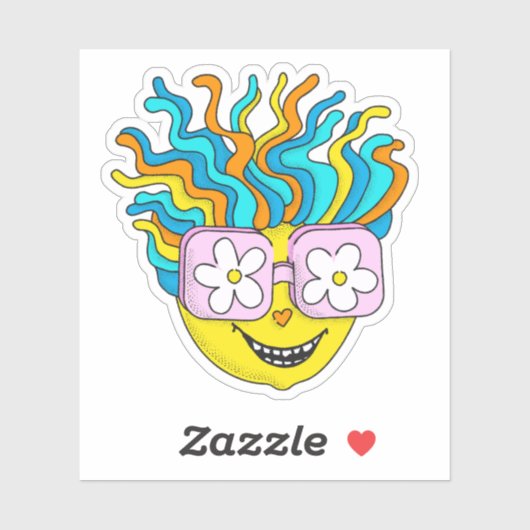 Grappig Glimlachend Karakter Met Roze Brillen Kleu Sticker (Vel)