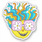 Grappig Glimlachend Karakter Met Roze Brillen Kleu Sticker (Voorkant)