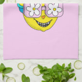 Grappig Glimlachend Karakter Met Roze Brillen Kleu Theedoek (Gevouwen)