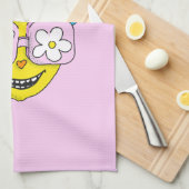 Grappig Glimlachend Karakter Met Roze Brillen Kleu Theedoek (Quarter Fold)