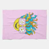 Grappig Glimlachend Karakter Met Roze Brillen Kleu Theedoek (Horizontaal)