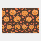 Grappig Glimlachend pompoenpatroon met harten Inpakpapier Vel (Voorkant 3)