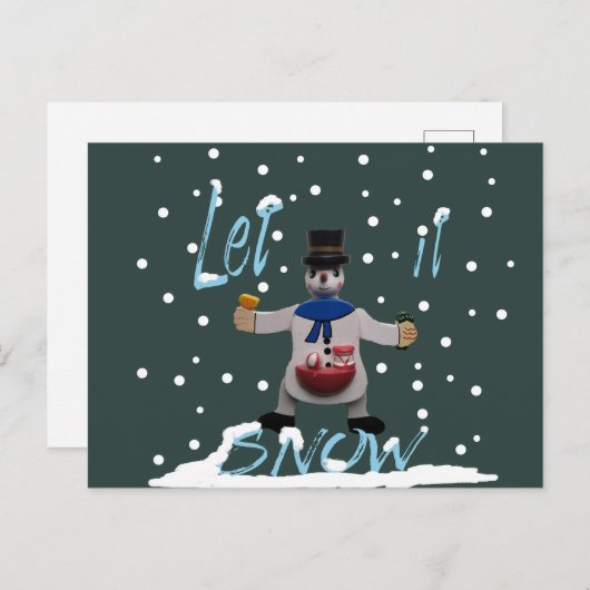 grappig glimlachend sneeuwman feestdagenkaart (Voorkant / Achterkant)