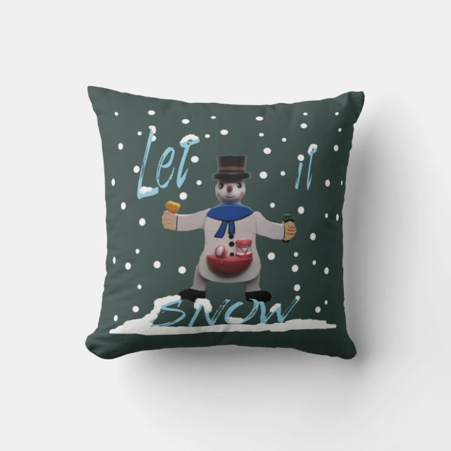 grappig glimlachend sneeuwman kussen (Voorkant)