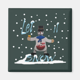 grappig glimlachend sneeuwman magneet