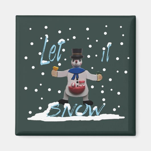 grappig glimlachend sneeuwman magneet (Voorkant)