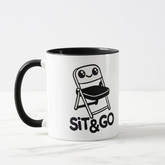 Grappig Glimlachende Vouwstoel Zit & Go Mok (Links)