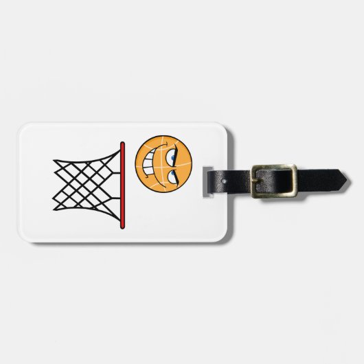 Grappig Glimmend Basketbal Gezicht Dunking Bagagelabel (Voorkant horizontaal)