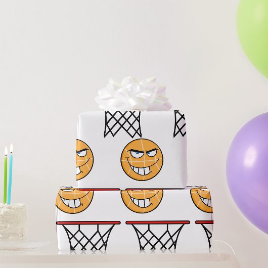 Grappig Glimmend Basketbal Gezicht Dunking Cadeaupapier